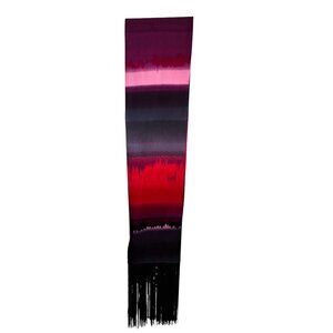 Bebe Silk‎ Ombre Long Scarf With Fringe Purple Pink Retro Classic Luxury Rock